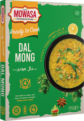MOWASA Ready to Cook Dal Mong – 250g Pakistani lentils meal with all spices included. Halal certified, preservative-free, gluten-free, mild spice, serves 4. Just add water and cook. Now available at mowasafoodsstore.com